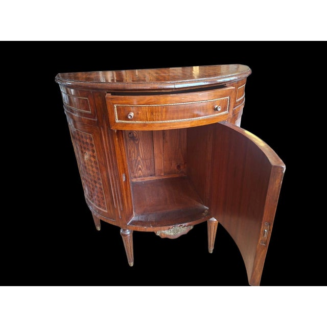 1960s Italian Half-Moon Inlaid Cabinet with Bronze Friezes, 1960s For Sale - Image 5 of 18