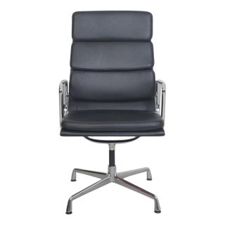 EA209 Chair in Black Leather by Charles Eames, 2000s For Sale