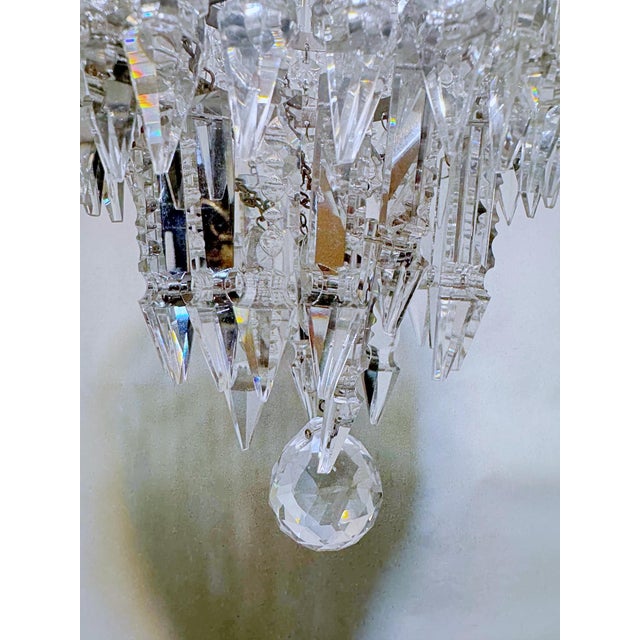 1960s Vintage Silver Rim Tiered Crystal Chandelier For Sale - Image 5 of 10