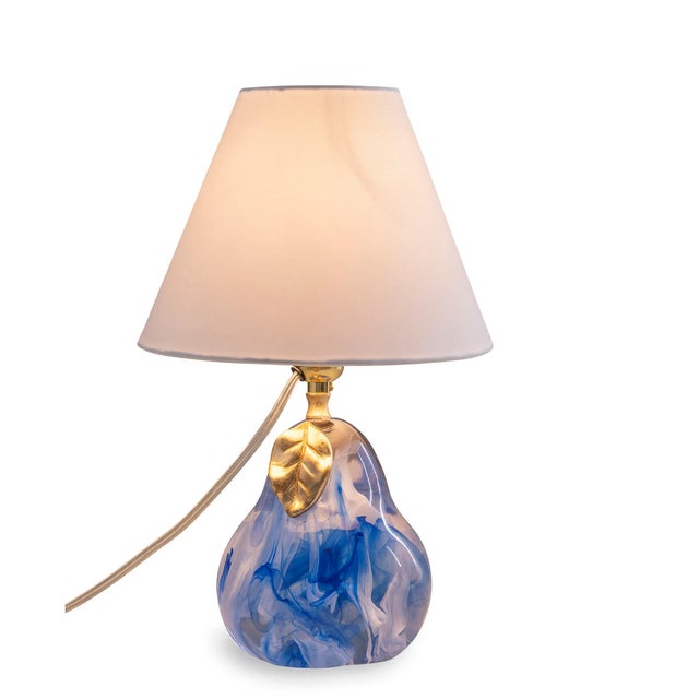 2020s Oceanic Marbled Blue Pear Lamp For Sale - Image 5 of 7