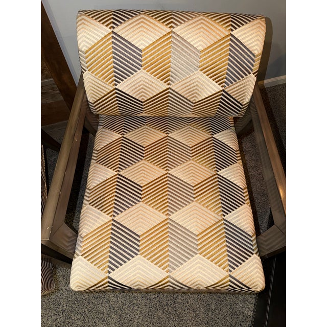 Pair of Swaim Ellen Armchairs - Geometric Fabric, Excellent Condition For Sale - Image 9 of 12