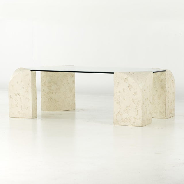 Postmodern Postmodern Mactan, Glass and Pastor Stone Coffee Table For Sale - Image 3 of 9