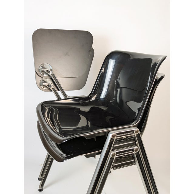 Metal Black Plastic & Aluminum Modus Stackable Chairs with Desk by O. Borsani/Centro Progetti Tecno, 1980s, Set of 10 For Sale - Image 7 of 18