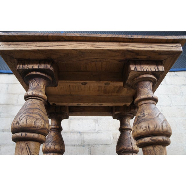 Late 20th Century English Weathered Oak Farmhouse Pedestal Side Table Plant Sculpture Stand For Sale - Image 11 of 12