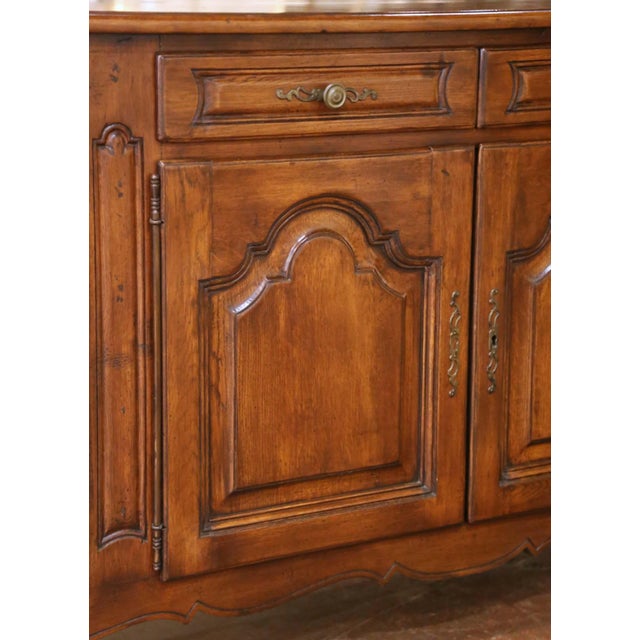 Mid-Century French Louis XV Carved Oak Four-Door Enfilade Buffet With Drawers For Sale - Image 11 of 15