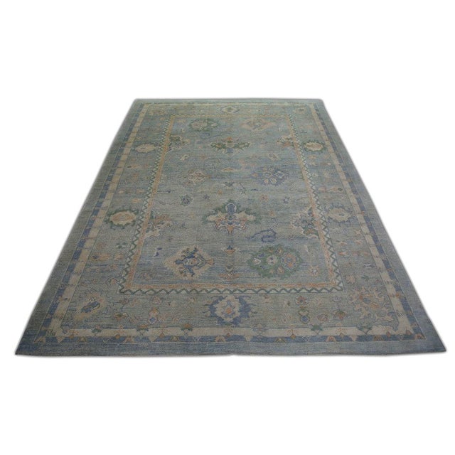Early 21st Century Oriental Hand Knotted Rug Turkish Oushak 9'1" x 12'4" For Sale - Image 5 of 5