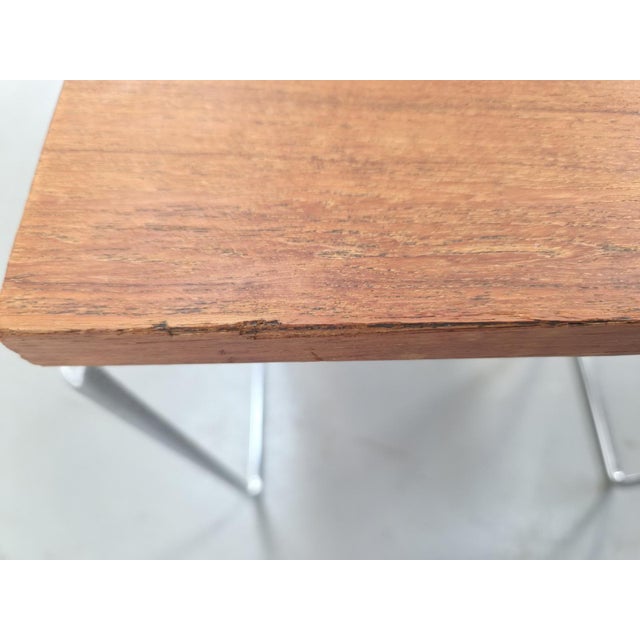 Wood Vintage Chrome and Teak Nesting Tables by Brabantia, 1960s, Set of 3 For Sale - Image 7 of 8