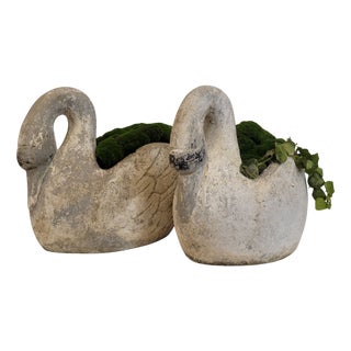 Antique Swan Planters in Concrete, France, 1920s, Set of 2 For Sale