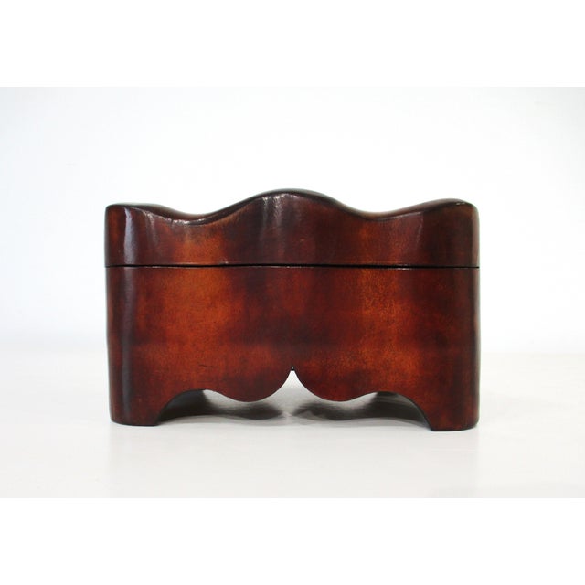italydesign Small Handcrafted Triple Hump Leather Jewelry Box Italy For Sale - Image 4 of 10
