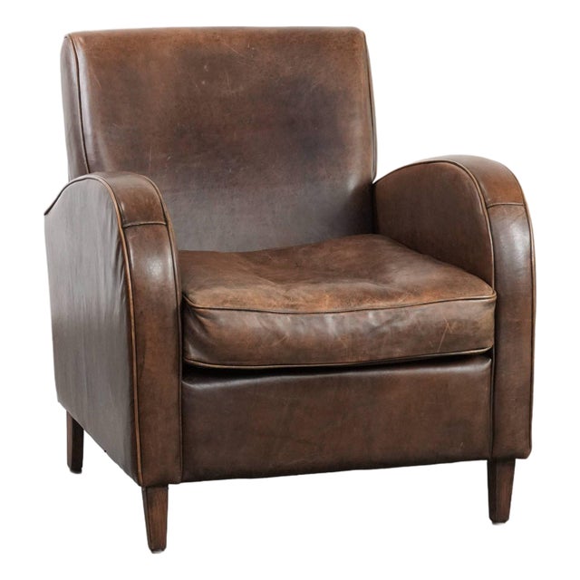 Vintage Brown Sheepskin Armchair For Sale