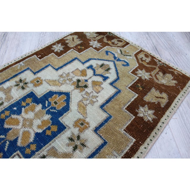 Turkish Mini Rug - 19" X 38" For Sale - Image 4 of 9