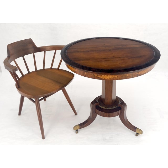 Wood Antique c1880s Round Tripod Base Rosewood Lamp Side Table Stand MINT! For Sale - Image 7 of 12