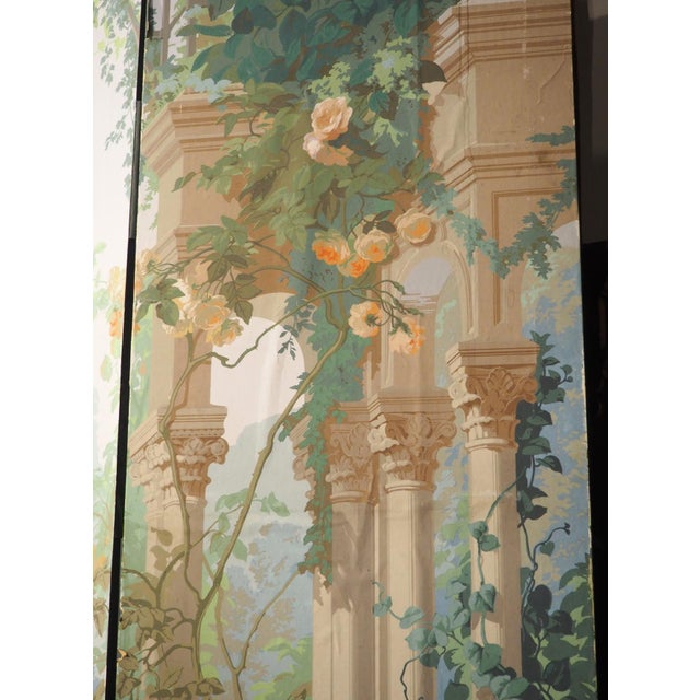 Grand Antique French Papier Peinte 4-Panel Screen, the Garden of Armida, C. 1875 For Sale - Image 13 of 18