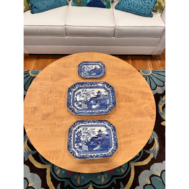 Traditional Antique Burliegh Ware Blue Willow Platters 3 in Graduated Sizes For Sale - Image 3 of 5