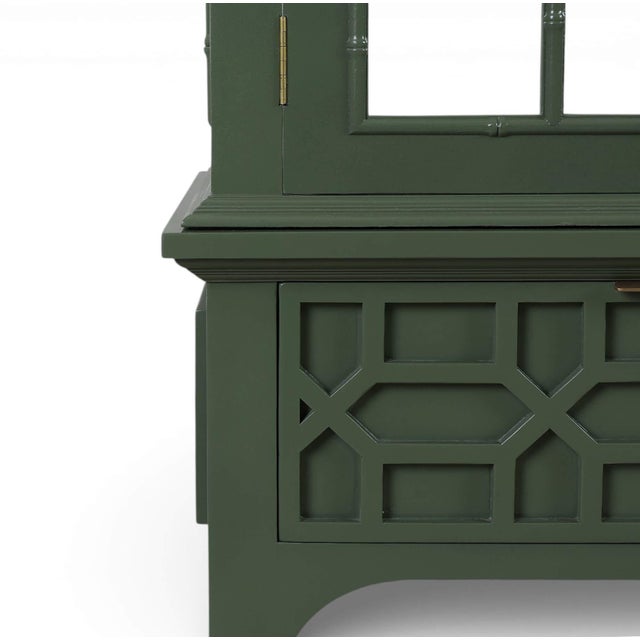 Green Chippendale Style Two-Door China Cabinet For Sale - Image 8 of 14