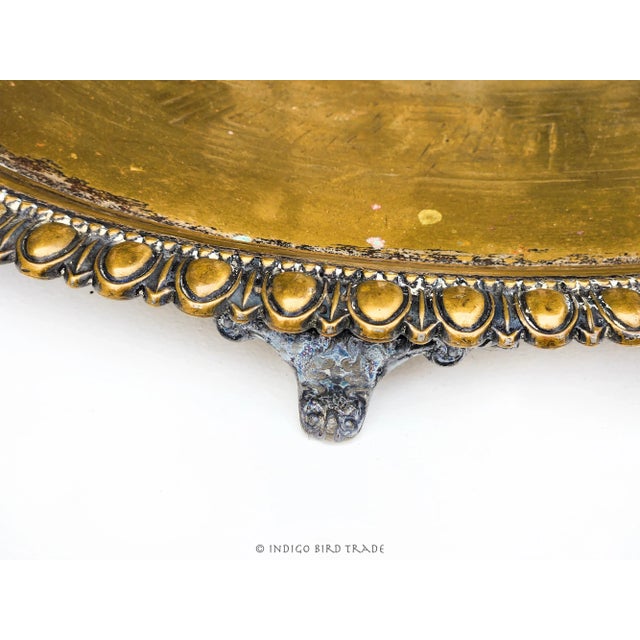 Brass 19th Century Large Victorian Brass Tray With Handles and Feet For Sale - Image 8 of 10