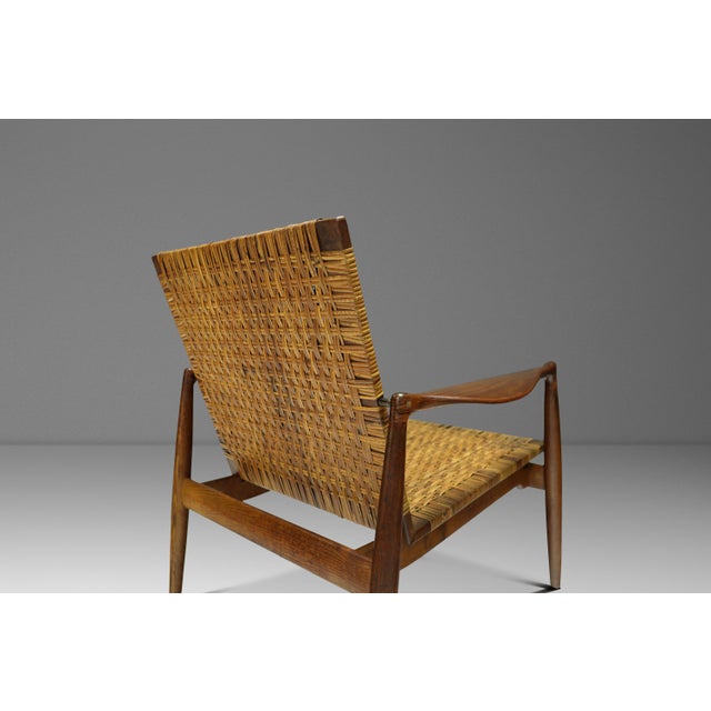 Early Set of Two ( 2 ) Finn Juhl Model Sw96 Lounge Chairs in Teak, Oak, and Caning Attributed to Søren Willadsen, Denmark, C. 1950s For Sale In Orlando - Image 6 of 16