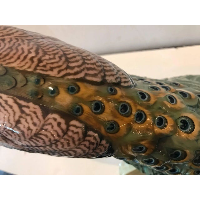 1910s Art Nouveau Extraordinary Nymphenburg Porcelain Peacock For Sale - Image 9 of 11