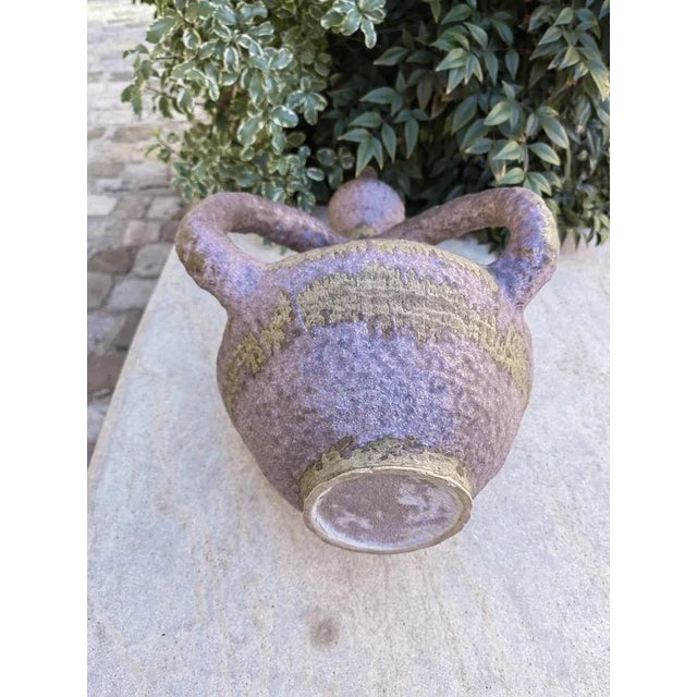 Ceramic Terracotta Vase with Four Handles attributed to Bruno Monari, 1960s For Sale - Image 7 of 8