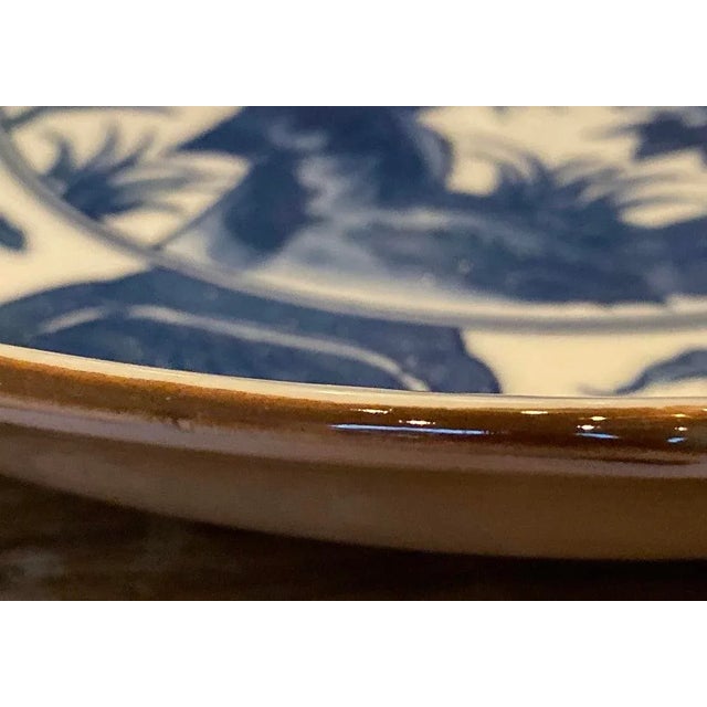 1960s 1960s Blue and White Floral Chinoiserie Bowl Large For Sale - Image 5 of 10