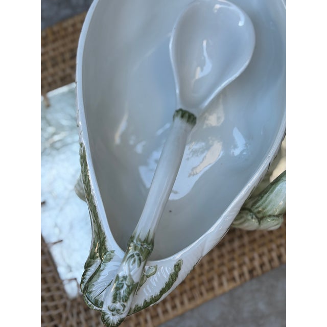 1960s Vintage Italian Majolica Swan Tureen with Ladle For Sale - Image 5 of 7