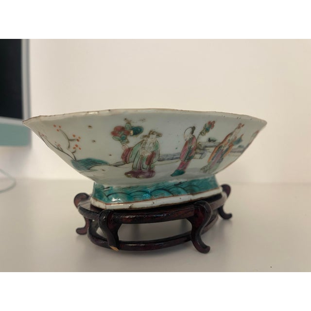 Late 19th Century Antique Chinese Scholar's Famille Rose Porcelain Brush Washer, 19th C Qing Dynasty For Sale - Image 5 of 10