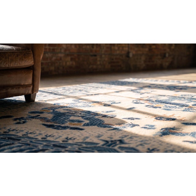 Exceptional White Background Showcases 5 Beautifully Detailed Dragons Antique Chinese Ningxia Rug For Sale - Image 12 of 13