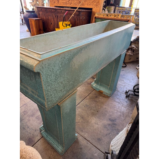 1930s 1930s Rare Monumental Gladding McBean Turquoise Glazed Architectural Terra Cotta Planter For Sale - Image 5 of 12