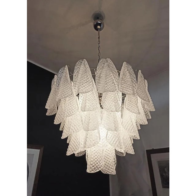 Vintage Italian Murano Glass Chandelier with 57 Glass Rondini Petals, 1980s For Sale - Image 12 of 16