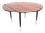 Round Coffee Table with Red Striped Glass Top, 1950s For Sale