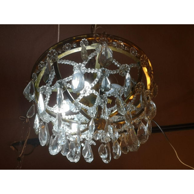 Gold Vintage Crystal Light Fixture, 1950s For Sale - Image 8 of 16