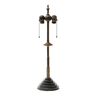 Machine Age Patinated Brass Skyscraper Lamp For Sale