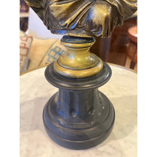 19th Century Bronze Bust of Diana Black Marble Base For Sale - Image 4 of 6