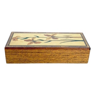Rectangular Wooden Box with Marquetry Decoration, France, 1950 For Sale