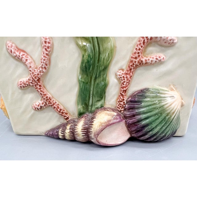 Late 20th Century Vintage Fitz & Floyd Oceana Seashell Ceramic Tissue Box Cover & Soap Dish – Coastal / Palm Beach For Sale - Image 5 of 16