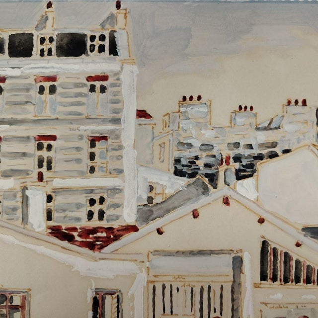 Orfeo Tamburi, City Landscapes, Paris, 1970, Watercolor & Oil Painting, Set of 2 For Sale - Image 14 of 18