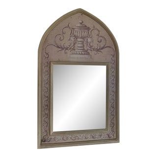 Large 1990s Bombay Company Neoclassical Urn Trumeau Mirror Hand Painted Gold Leaf For Sale