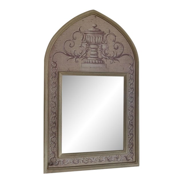 Large 1990s Bombay Company Neoclassical Urn Trumeau Mirror Hand Painted Gold Leaf For Sale