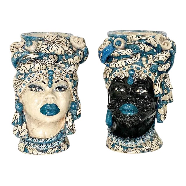 1980s Vintage Italian Signed Morris Figure Vases For Sale