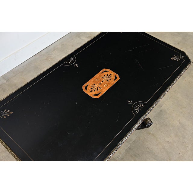 Black English 19th Century Victorian Ebonized and Inlay Center Table For Sale - Image 8 of 13