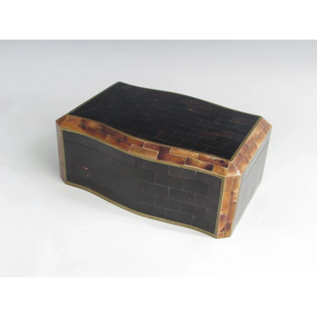Tessalated Maitland Smith Faux Horn Gentleman's Dresser Box For Sale - Image 10 of 13