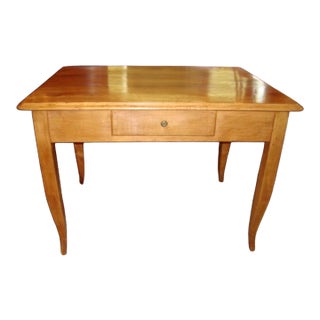 French Farm Table or Table Desk With One Drawer, Fruitwood, Circa 1850, W 43in. For Sale