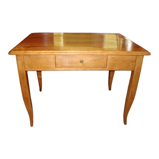 French Farm Table or Table Desk With One Drawer, Fruitwood, Circa 1850, W 43in. For Sale