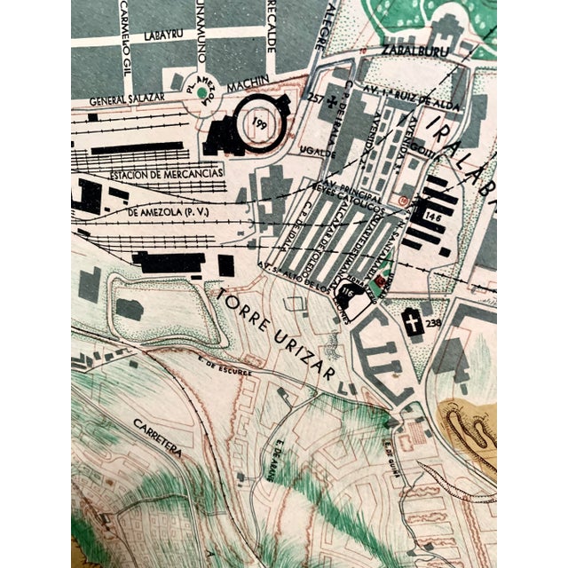 Original 1952 Mid-Century City Plan of Bilbao, Spain ‘Plano De Bilbao’ in Original Chippy Wood Frame For Sale - Image 9 of 11