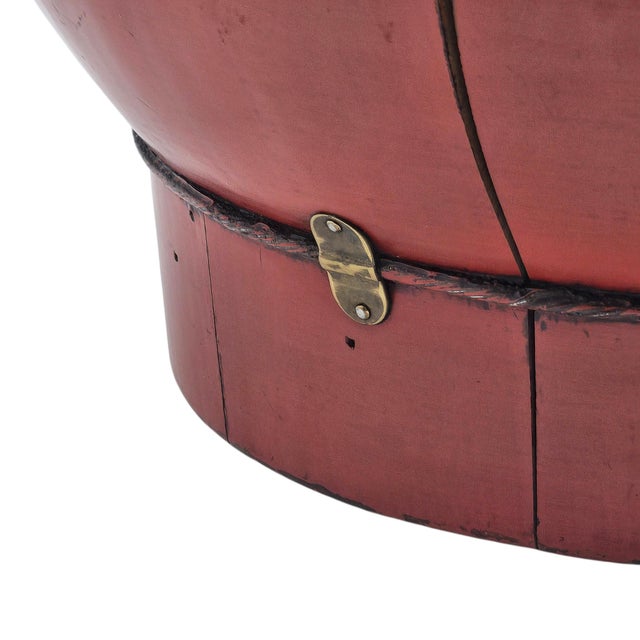 Wood Chinese Red Lacquer Rice Bucket Decorative Storage Container 13" For Sale - Image 7 of 15