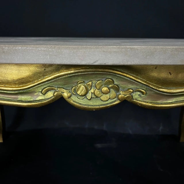 French Louis XV Giltwood Coffee Table With Stone Top For Sale In Portland, ME - Image 6 of 11
