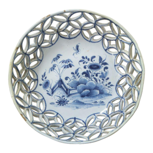 Mid 18th Century Traditional Irish Delft Porcelain Basket
