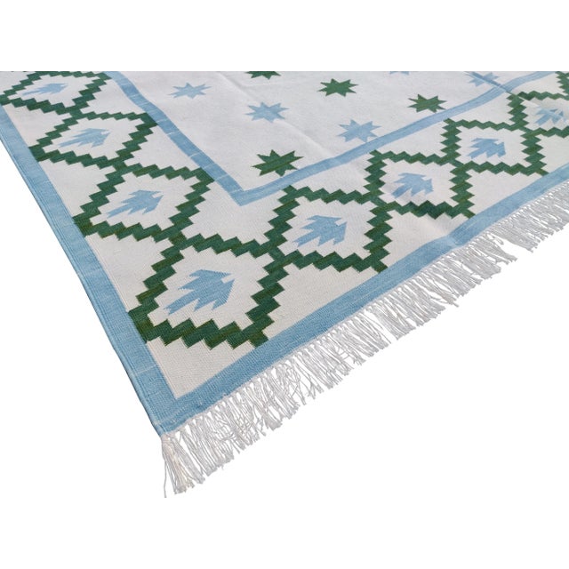 Handmade Cotton Star and Gingham Rug For Sale - Image 6 of 11