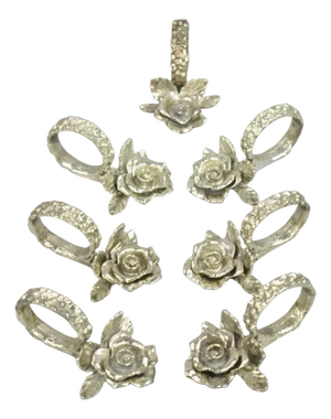 Vintage Princess House Victorian Rose Silver Plated Napkin Rings - 7 Pc Set