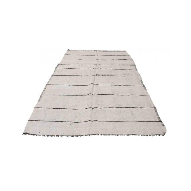 Modern Striped Vintage Modern Hemp Kilim Rug - 6`0″ X 12`6″ Ft. For Sale - Image 3 of 6